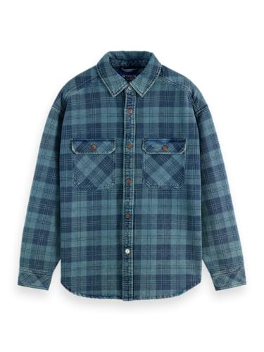 Scotch & Soda Herren Washed Denim Checked Overshirt