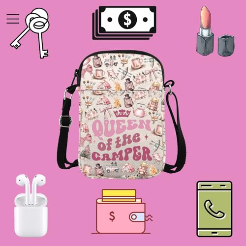 TSOTMO Camping Gift Queen Of The Camper RV Gift Pouch Waterproof Travel Crossbody Bag Gift for Women3