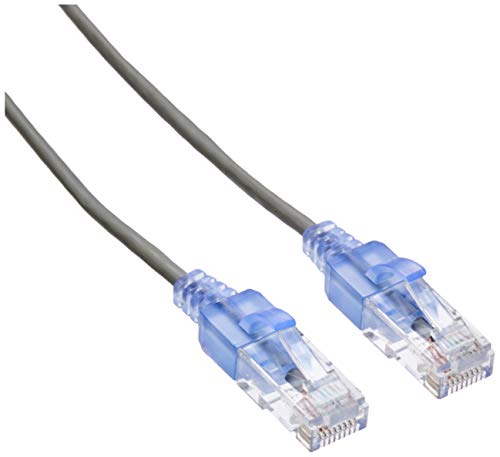 Image of Monoprice Cat6A 25ft Gray 10-Pk Patch Cable UTP 30AWG 10G Pure Bare Copper Snagless RJ45 SlimRun Series Ethernet Cable