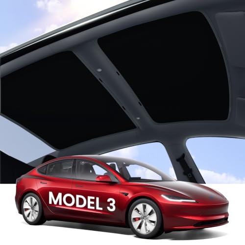 Image of Zanch Tesla Model 3 Sunshade Roof for 2020-2026, Black | No Sag, Heat Insulation, Foldable Roof Shade, UV Protection, Custom Fit for Model 3 & Highland