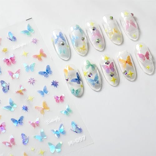 Dedyel Aurora Butterfly Nail Art Stickers Shining Butterfly Designs Nail Stickers for Women Girls DIY Nail Decoration