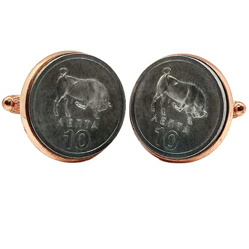 Genumis Gemelos para camisa: Genumis Tavros - Moneda 10 lepta 1976 Grecia - Color Rosa - 20 mm