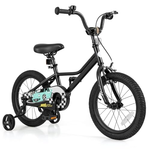 Image of BABY JOY Kids Bike, 12 14 16 18 Inches Car Pattern Sporty Bicycle w /Removable Training Wheels, Hand & Coaster Brakes, Adjustable Seat & Handlebar, Girls Boys Bike