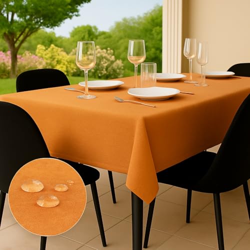 Tischdecke Outdoor Abwaschbar 100x140 Orange Gartentischdecke Tischdecken Wetterfest Wachstuchtischdecke Table Cloth Made in Italy für Den Außenbereich Tischtuch