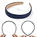 WantGor 1 Inch PU Leather Headband, Wide Padded Hairband Fashion Hair Bands Cute Womens Headbands Holiday DIY Hair Accessories (Navy Blue)