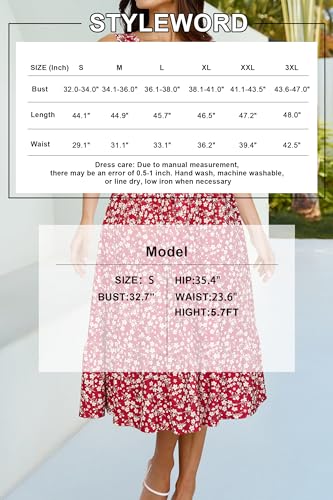 Image of STYLEWORD Womens Summer Casual Short Sleeve Flowy Midi Beach Dress