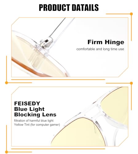 Image of FEISEDY Amber Blue Light Glasses for Computer Gaming Orange /Yellow lens Anti Eyestrain Sleep Glasses G2835
