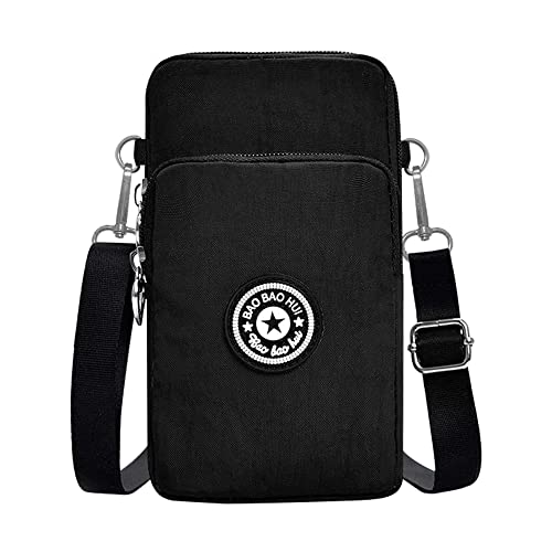 lmytdo Handy Umhängetasche Universal Handytasche Brieftasche Kleine Umhängetasche Kellner Geldbörse Handy Schultertasche Mini Crossbody Tasche Damentasche für Frauen(Schwarz) Cover