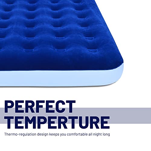 Treaton, 9-Inch Durable Luxury Inflatable Air Mattress With Comfort Coil Technology And High Capacity Pump, Good For Camping, Home And Portable Travel, 75" X 29", Blue (Ab9-2/6) #TOP2