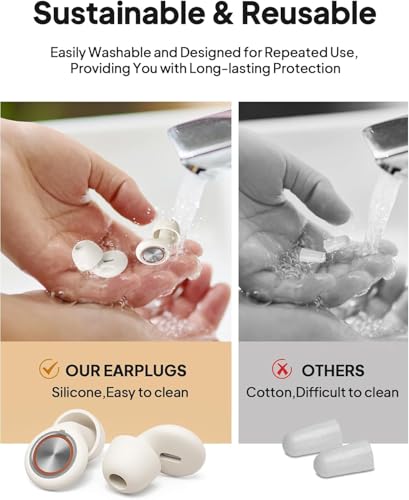 Image of Ear Plugs for Sleeping Noise Cancelling, Reusable Silicone Ear Plugs for Sleeping with 8 Eartips and Case, 45dB Noise Reduction, High-Fidelity Hearing Protection EarPlugs for Concert and Snoring,White