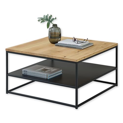 Stella Trading Tilda Couchtisch Massivholz Eiche - Moderner Sofatisch mit Ablageboden und Metallgestell - 75 x 40 x 75 cm (B/H/T) Stella Trading Tilda Couchtisch Massivholz Eiche - Moderner Sofatisch mit Ablageboden und Metallgestell - 75 x 40 x 75 cm (B/H/T)