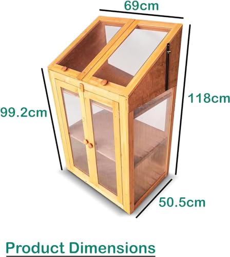 Raxter 3 Tier Garden Wooden Greenhouse Cold Frame With Polycarbonate Semi Transparent Glazing Indoor Outdoor Portable Growhouse For Vegetables & Plants Growth Grozone With Double Door & Lockable Lid - 2