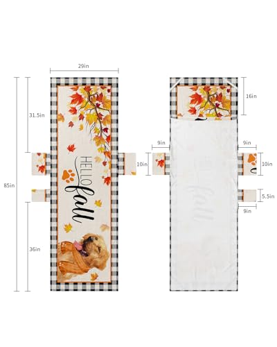 Thanksgiving Fall, Beach Lounge Chair Towel Cover, Soft Chaise Lounge Towel with Side Pockets Patio Pool Chairs Cover for Beach/Pool Sunbathing 29x85 Buffalo Plaid Check Dog Maple Leaves