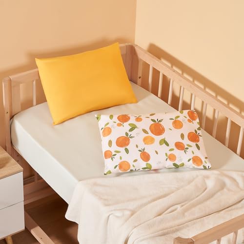 Image of TILLYOU Toddler Pillowcases 13 x 18 Travel Pillow Case 2 Pack, Kids Pillowcases Machine Washable with Envelope Closure, Orange Flavour & Orange