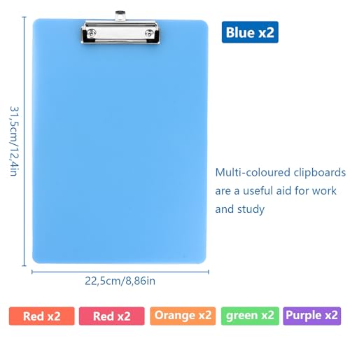 Porte-bloc A4 en plastique lot de 12 avec pince métal pour l'organisation du bureau