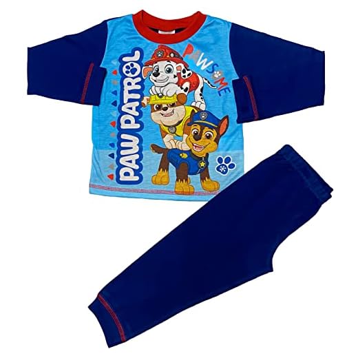 Paw Patrol Pijama Chase Marshall y Rubble para niños (as8, edad, 4 años, 5 años, regular, 4-5 años), color azul, azul, 4-5 Years