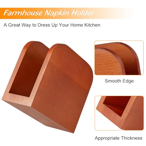 ALELION Wood Napkin Holder for Table, Wooden Upright Napkin Holders for Kitchen, Standing Napkin Dispenser for Kitchen Dining Room Party Cocktail Outdoor Use, for Rustic Kitchen Table Decor