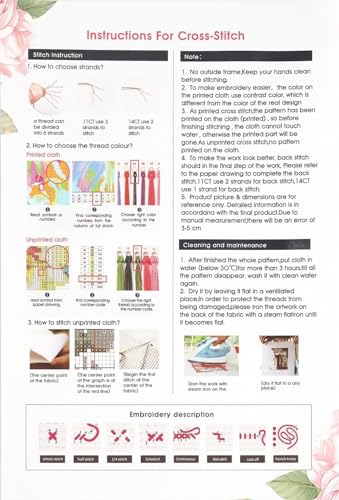 Image of MjhRcll Flowers Stamped Cross Stitch Kits,Flowers in Vase Cross Stitch Ornament Kits for Adults Beginners, Counted Embroidery Needlepoint Kits Home Decor 12x16 Inch