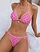 Tainehs Women's Sexy Halter Bikini Set Triangle Top String Swimwear Two Piece Swimsuits Cheeky Bathing Suit Pink