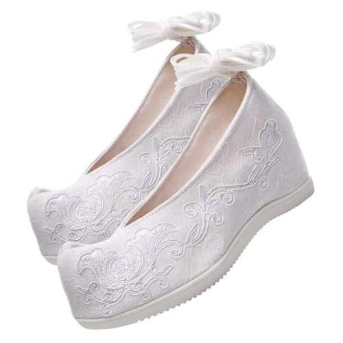 Chaussures brodées en coton blanc style chinois pour femme TOYANDONA