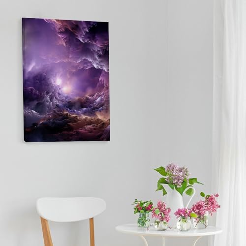Toile murale galaxie violette avec cadre pour habiller un mur vide - 6