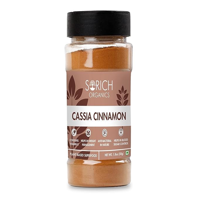 Sorich Organics Cassia Cinnamon Powder 50gm | Cinnamon Powder | Dalchini Powder | Cassia Cinnamon Powder | Perfect for Baking, Cooking, Tea, Smoothies