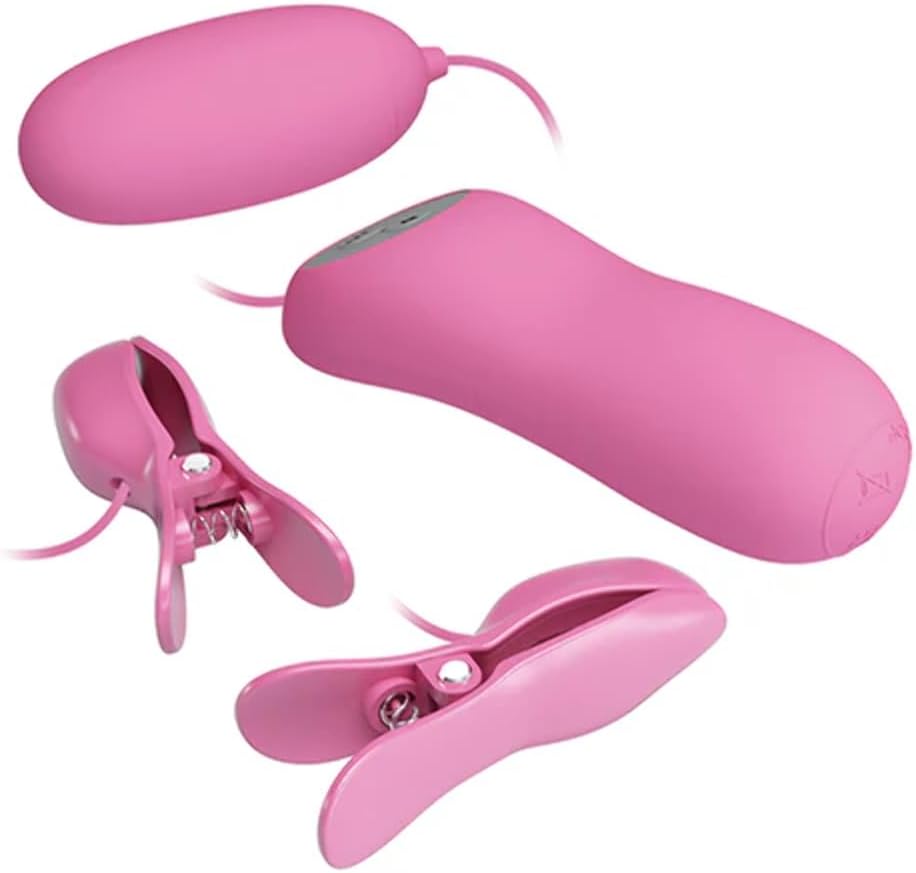Pretty Love Electric Shock Vibro Nipple Clamps & Bullet - Pink