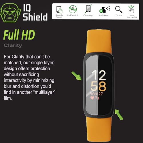 IQShield 6 Pack Screen Protector for Fitbit Inspire 3, Easy Install Ultra Thin Anti Scratch Anti-Bubble Clear TPU Film