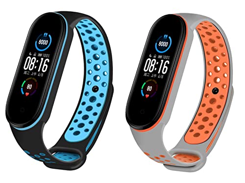 EmmettBand Dotted Strap for Mi Band 5 and Mi Band 6 Wristband Silicone Strap (Pack of 2)