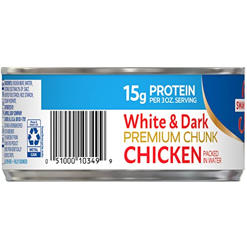 Swanson White And Dark Premium Chunk Canned Chicken Breast In Water, Fully Cooked Chicken, 9.75 Oz Can (Case Of 12) #TOP3