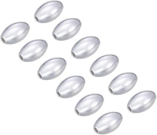 200pcs 0.315 in liso oval arroz metal espaciador suelto cuentas de latón plateado para joyería artesanía fabricación CF256-2