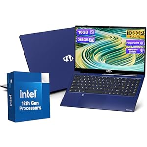 Laptop de 15.6-FHD para estudiantes, 16 GB de RAM 256 GB SSD, procesador Intel Pentium Quad-Core N100 (hasta 3.4 GHz) Teclado retroiluminado Huella digital WiFi 6 BT5.2 Business-Laptop, 2 años de