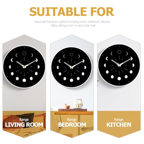 Horloge murale lumineuse phase de lune silencieuse pour un sommeil paisible - 8