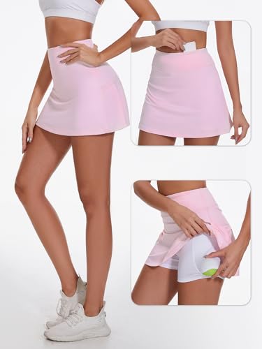 Image of Ibeauti Womens Back Pleated Athletic Tennis Skorts Golf Skirts with 3 Pockets Mesh Shorts for Running Active Workout