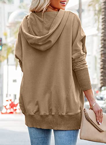 Image of PRETTYGARDEN Women's Casual Long Sleeve Zipper Sweatshirt Drawstring Loose Quarter Zip Pullover Tops with Pockets