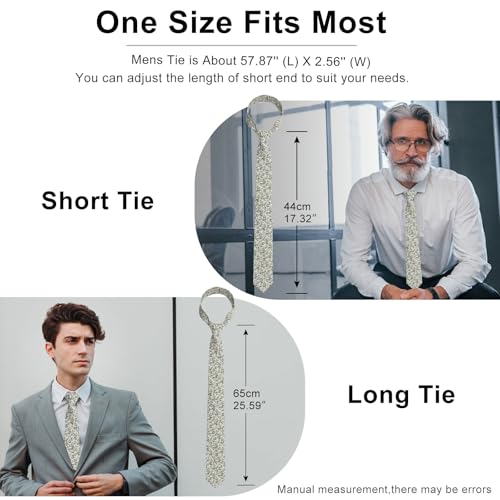 Image of Luckyvestir Ties for Men, Sage Green Cotton Floral Tie 2.76 inch Flower Printed Men's Neckties for Wedding /Groomsmen /Suit /Party