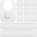 Toulite 50 Pcs White Bibs for Baby Washable Reusable Waterproof Feeder Bibs Cotton Baby Bibs with Double Sided Design for Fabric Markers Embroidery