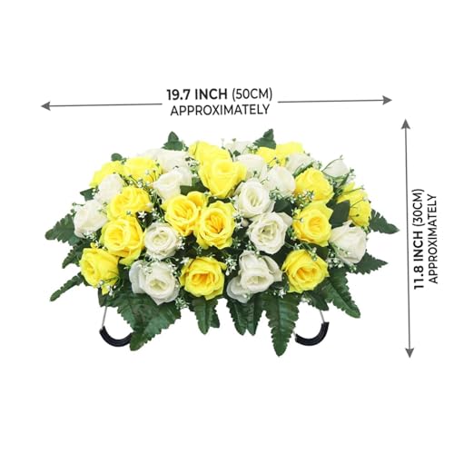 Fleurs pour pierre tombale artificielles composition florale de roses pour tombe