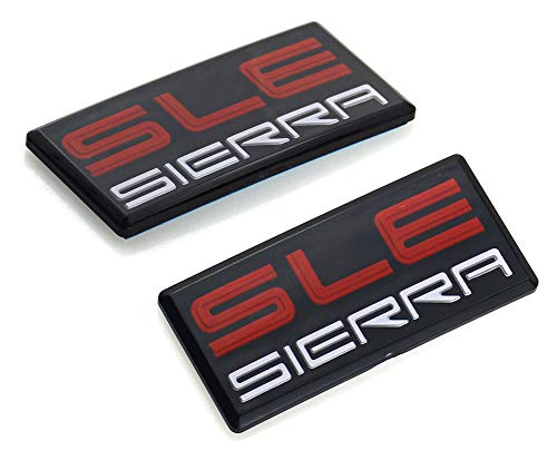 2pc Sierra SLE Pillar Cab Roof Side emblem 3D Badge Sticker Decal Replacement For 88-94 Yukon Suburban Sierra 1500HD 2500HD 3500HD (Black White Red)