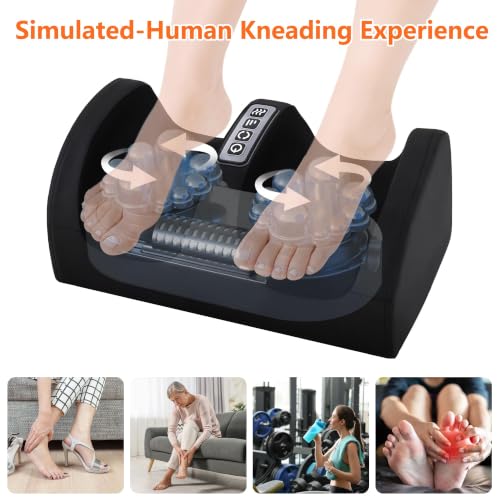 Image of Black Foot Massager with Heat Electric Foot and Calf Massager with Roller Deep Shiatsu Feet Massage for Plantar Fasciitis Neuropathy & Pain Relief Gifts for Women & Men