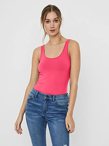 VERO MODA Damen VMMAXI My Soft Long Tank TOP GA 3P 10229554, Bright White/Honeysuckle + HON, L – Ansicht 2