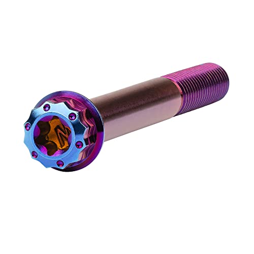 Image of Titanium Flange 12 Point Head M8 x15 20 25 30 35 40 45 50 55 60 65mm Screw Bolt Pack of 4 (M8x65mm, Burning Blue)