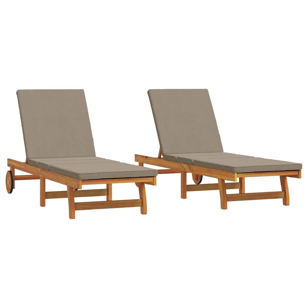 vidaXL Transat 2-Personne 2 pcs Marron Bois d'Acacia Massif, Transat d'extérieur réglable, mobilier de Jardin Moderne, Chaise Relax Multi-Positions, canapé terrasse Durable