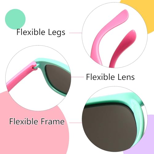 MOKIDO 3er-Pack Sonnenbrille, Polarisierte UV-Schutz, Silikon Rahmen, Eckig, Retro Vintage, Navigator-Sonnenbrille