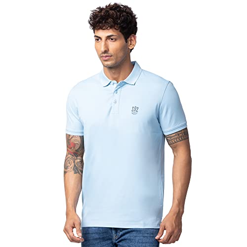 Image of Spykar Polo Collar Half Sleeves Cotton Blend Slim Fit T-Shirt for Men