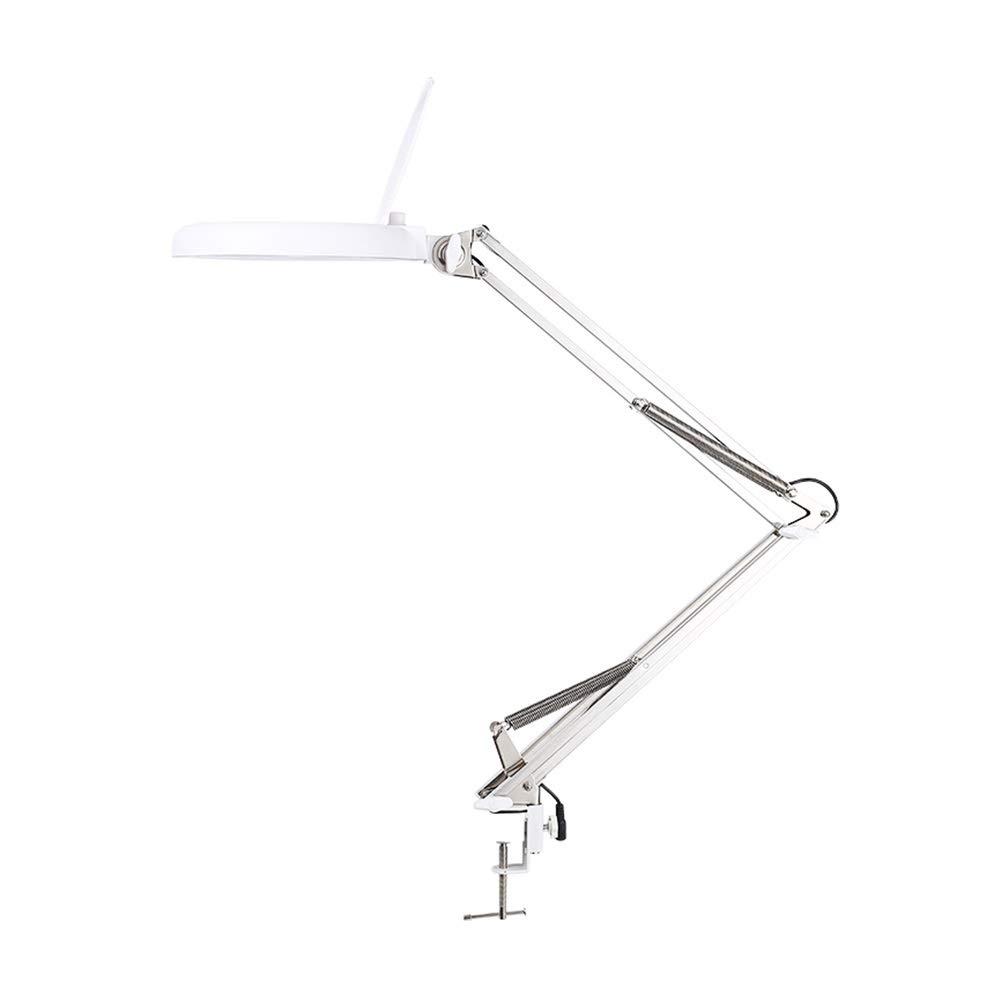 Lente d'Ingrandimento da Tavolo, Lampada con Morsetto, Lampada a LED con Supporto Pieghevole per la Lettura, Lampada da scrivania a Mani libere, Lente d'Ingrandimento per Anziani i