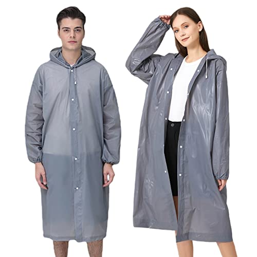 Image of Rain Poncho Raincoats for Adult Reusable - 2-5 Pack EVA Waterproof Rain Coat with Hood, Rain Gear for Men Women