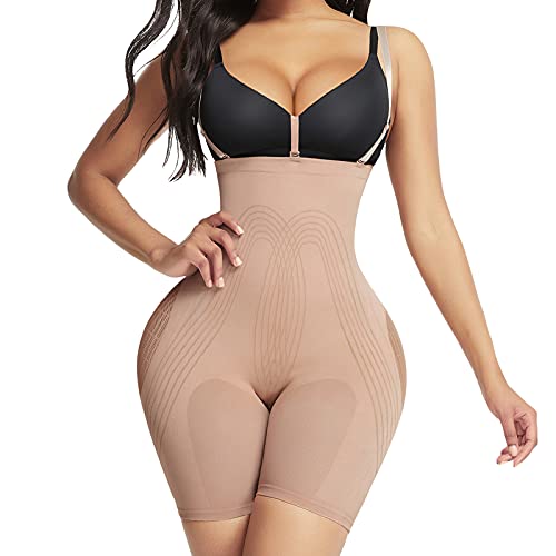 Lover-Beauty High Waist Body Shaper Butt Enhancer Tummy Control Open Crotch Faja Colombiana Shapewear Beige 3XL 4XL