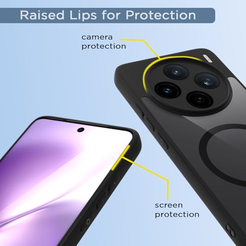 Image of Amazon Basics Back Cover for Vivo X200T 5G Compatible with Mag-Safe Smoke Back | Shockproof Design | Hard Transparent Back Case (Black Smoke Mag-Safe)