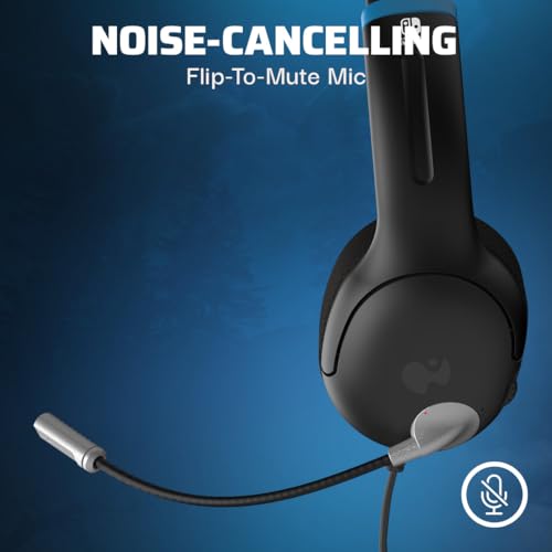 Image of PDP Gaming AIRLITE Stereo Headset with Mic for Nintendo Switch /Lite /OLED - Wired Power Noise Cancelling Microphone, Lightweight, Soft Comfort On Ear Headphones (Moonlight Black /Blue)